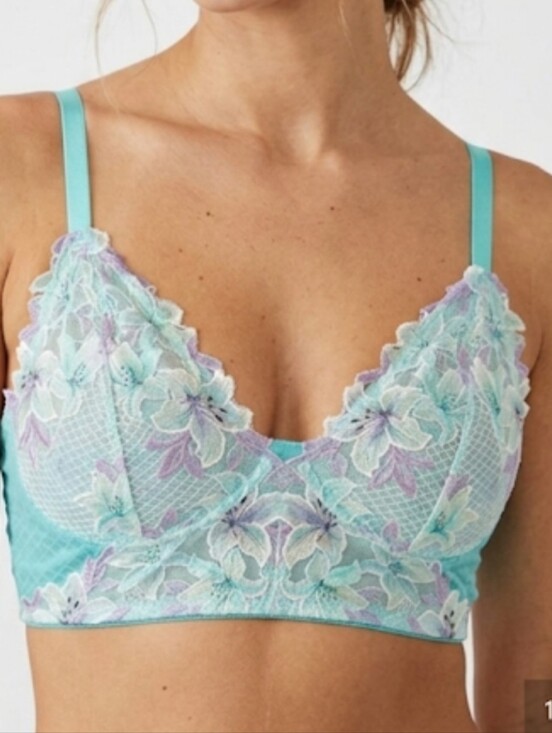 Other - Floral Lace Wireless Bra - Aqua